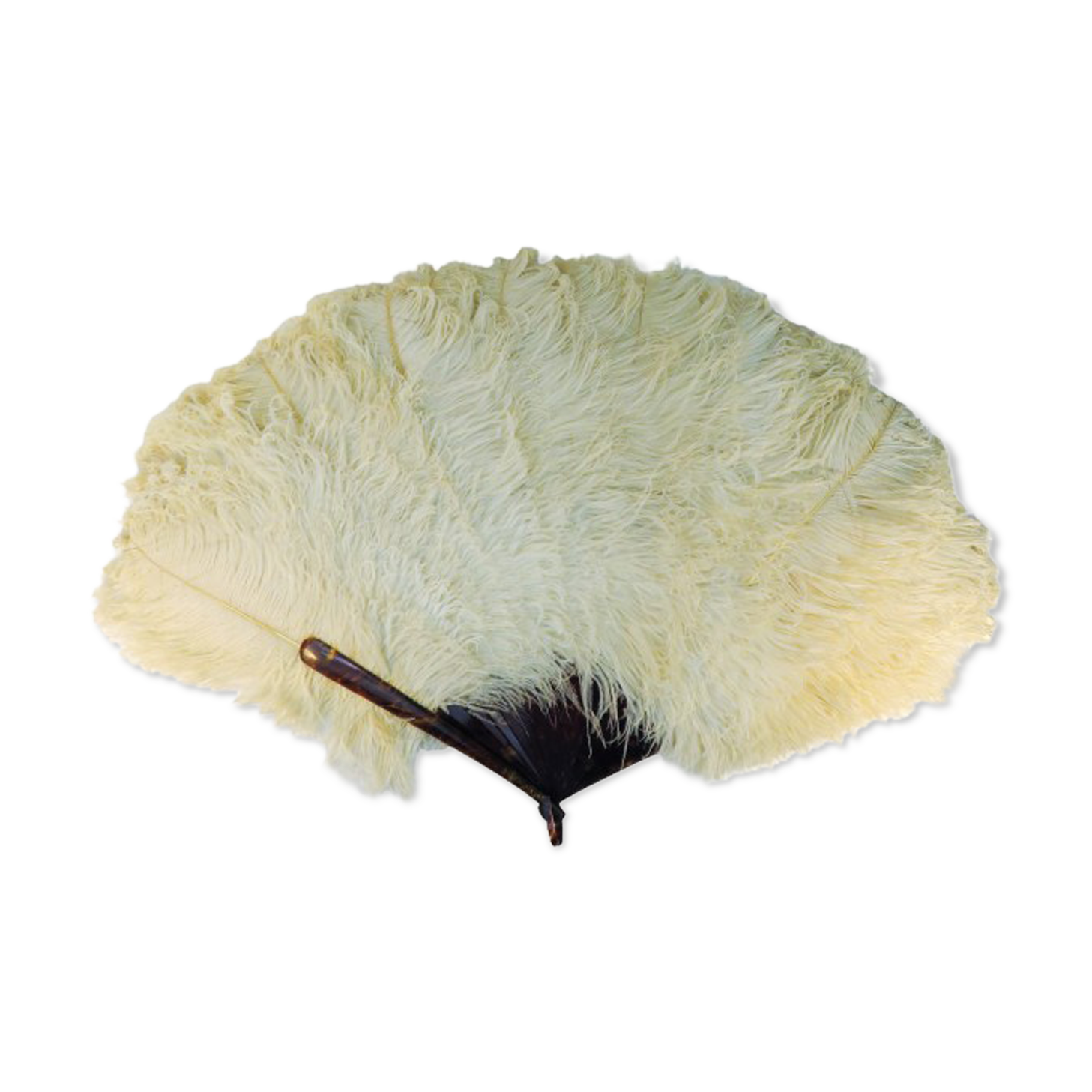 Large EVENTAIL in ostrich feather and scaled frame, nineteenth