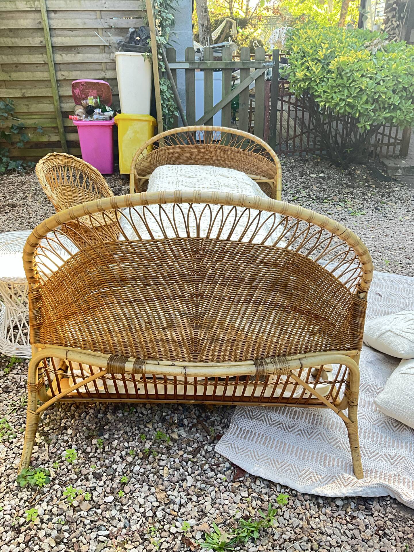 Vintage seventies rattan children's basket.