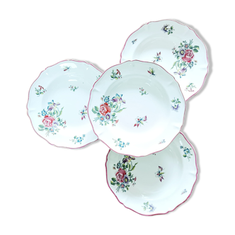 4 assiettes creuses St-Amand Vieux Strasbourg à la mouche