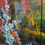 Asian polyptych in mother-of-pearl and lacquered wood