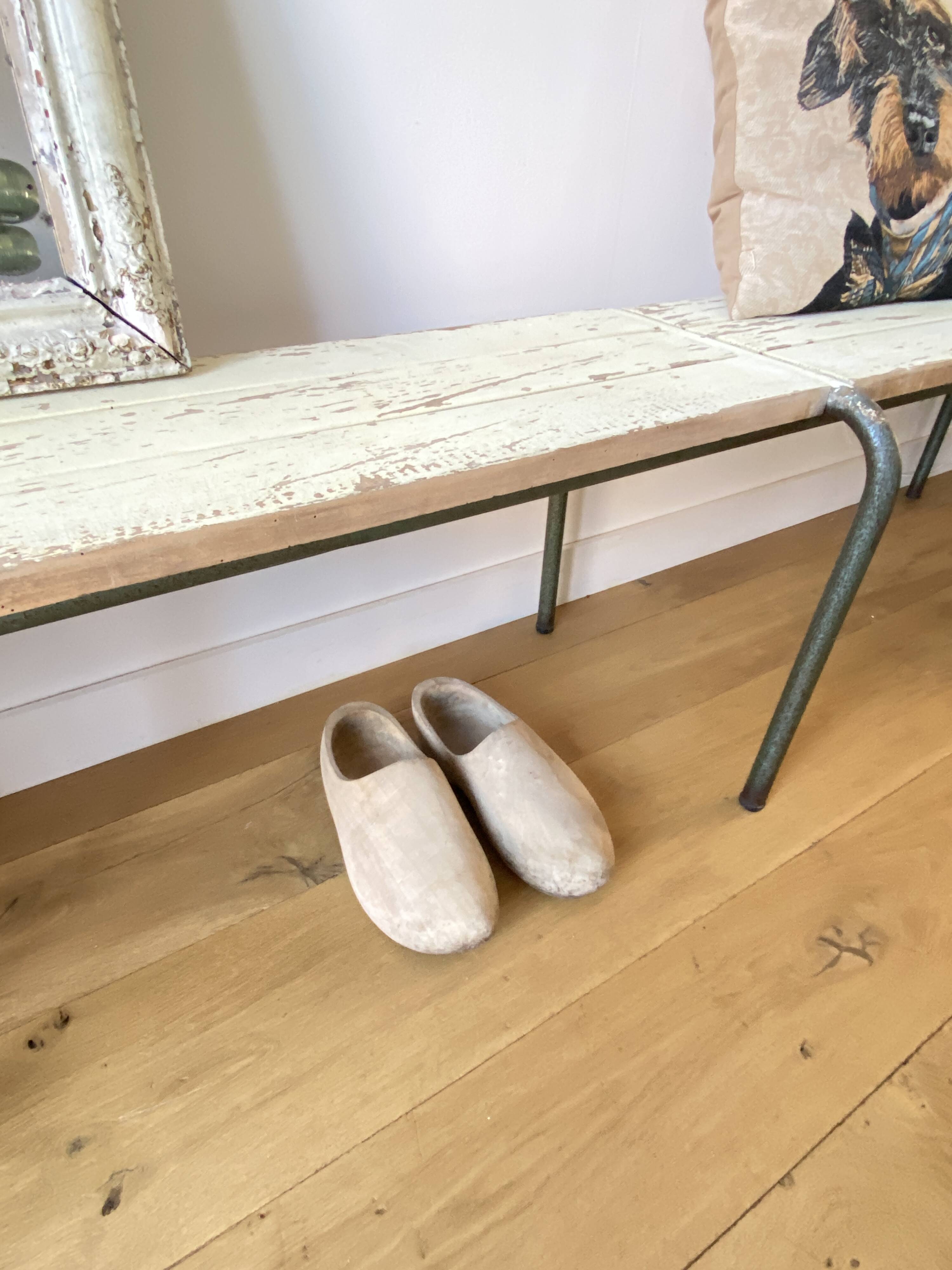 weathered school bench