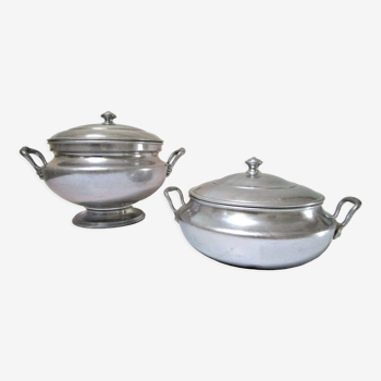 Set of two aluminum tureen Turneds from the 30s/40s
