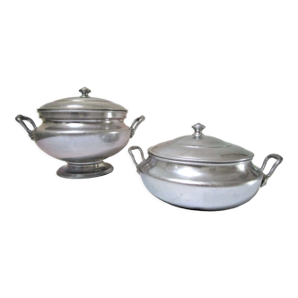 Ensemble de deux soupières aluminium Tournus des années 30/40