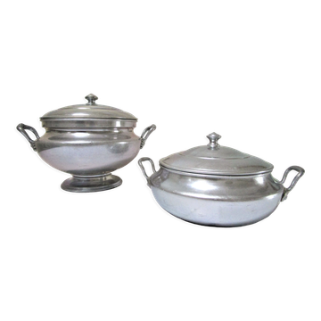 Ensemble de deux soupières aluminium Tournus des années 30/40