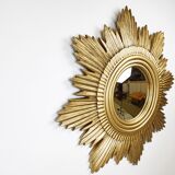 Vintage golden sunburst mirror, 1960s