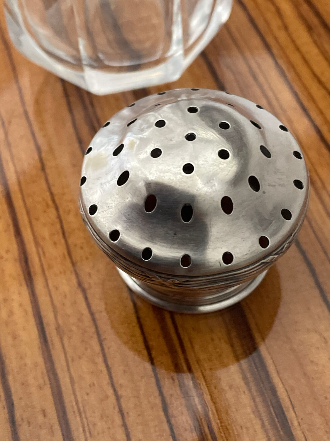 Crystal sugar sprinkler in solid silver