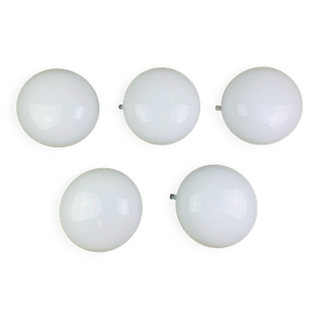 5 appliques boule opaline, demi sphères, plafonniers