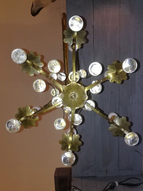 Lustre en bronze et pampilles boules