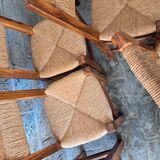 6 chaises en noyer et paillées
