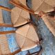 6 chaises en noyer et paillées