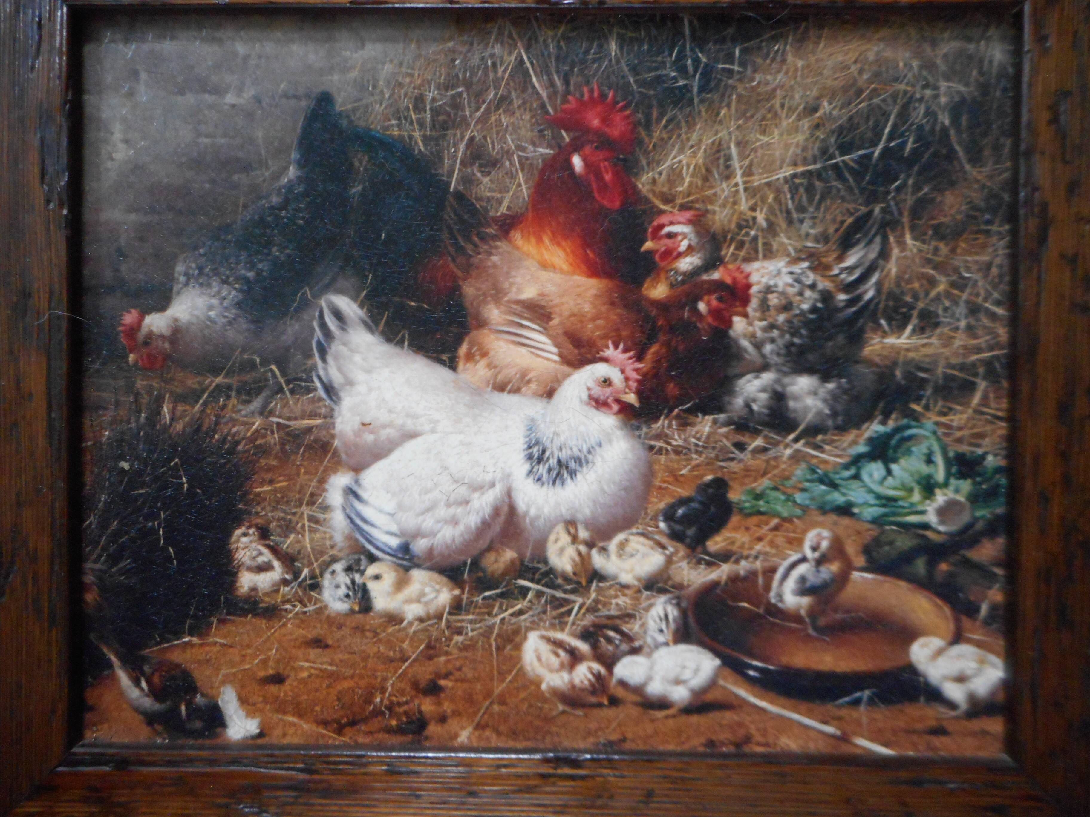 6 oleograph painting Brokkpace Cows Hens Pigs