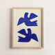 Birds - painting on paper - h158 - majorelle blue - signed eawy
