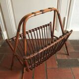 Porte revues en rotin vintage