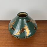 Vintage green & gold glazed ceramic vase