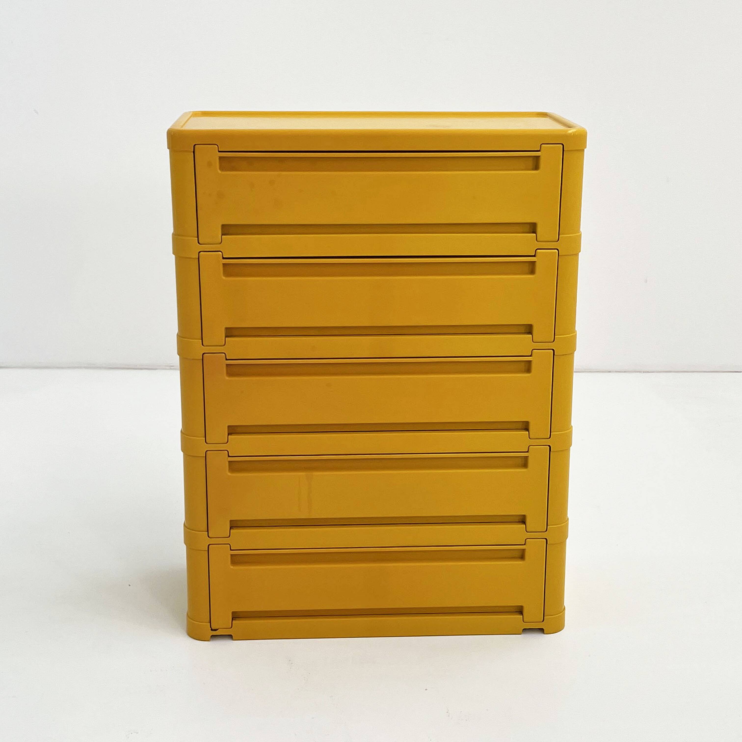Yellow cabinet model "4964" by Olaf Von Bohr for Kartell, 1970
