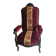 Fauteuil Louis-Philippe en acajou et velours bordeaux, décor floral