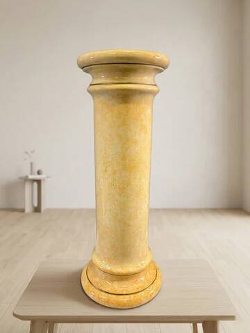 Vintage glazed ceramic pedestal column, marbled onyx & marble effect display stand, 20th century
