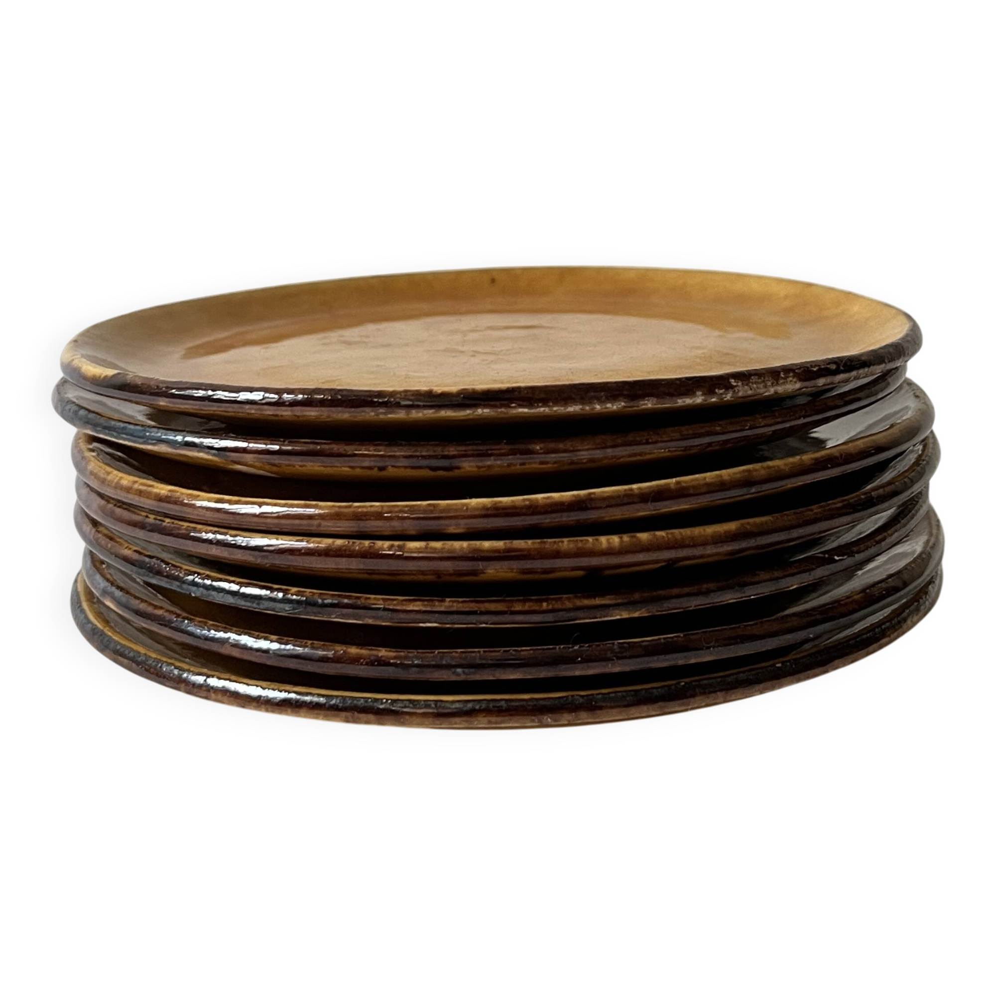 7 assiettes à dessert en céramique émaillée