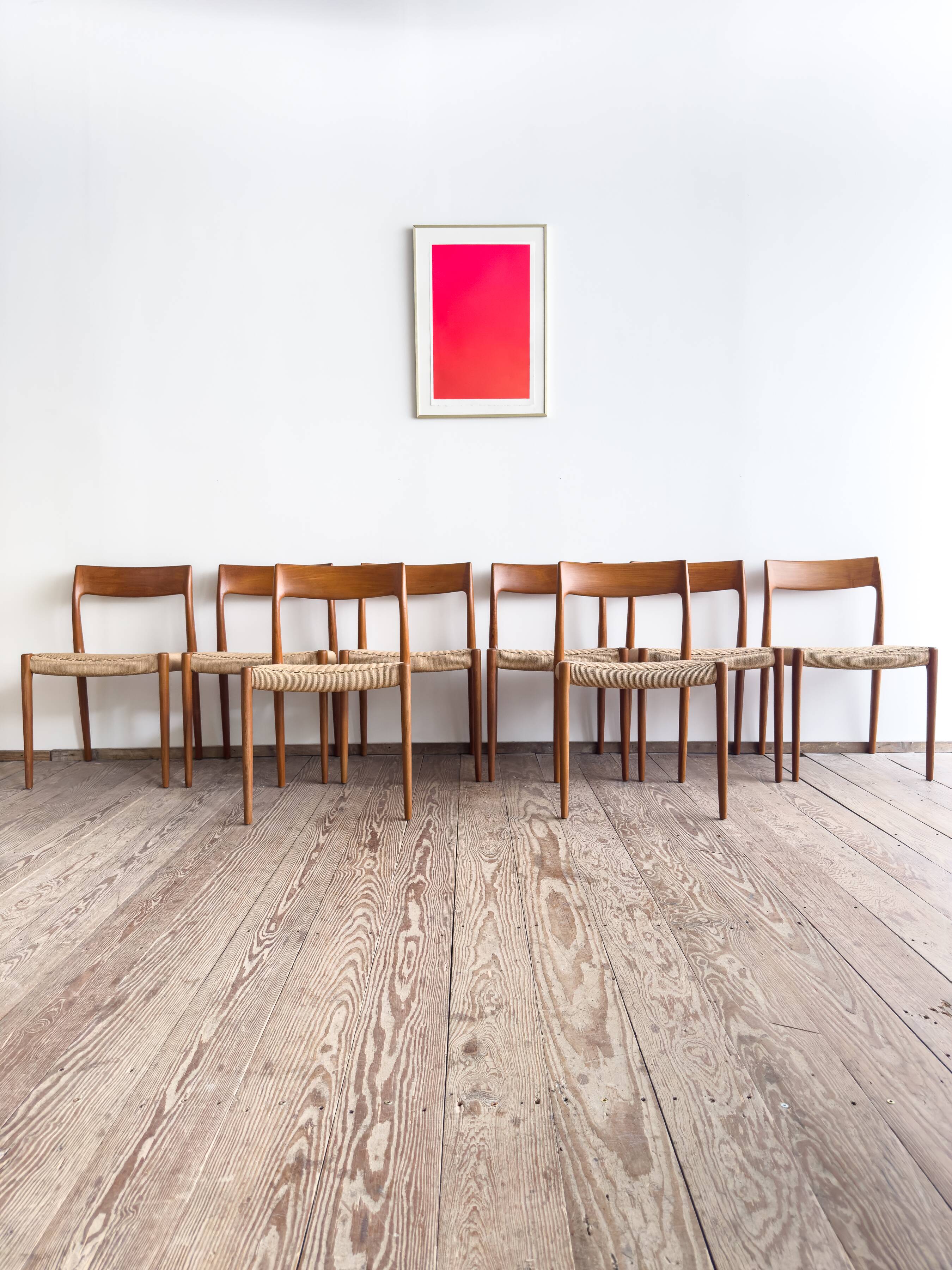 Chaises danoises en teck Mid-Century par Niels O. Møller # 77, set de 8