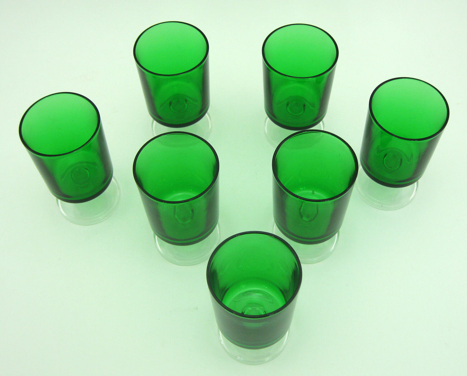 7 bottle green walking glasses - Cavalier Luminarc France 70