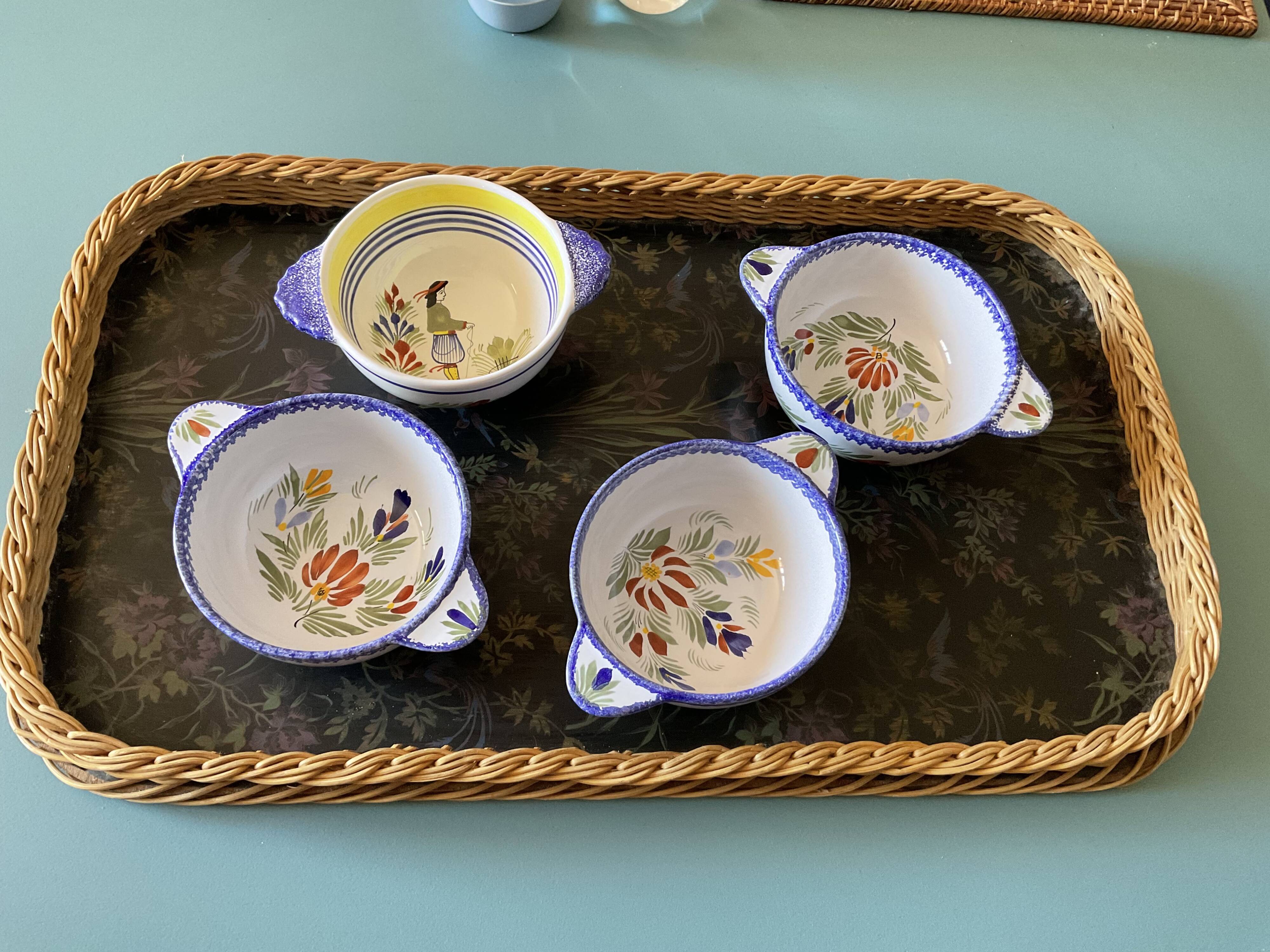 Large wood and wicker tray