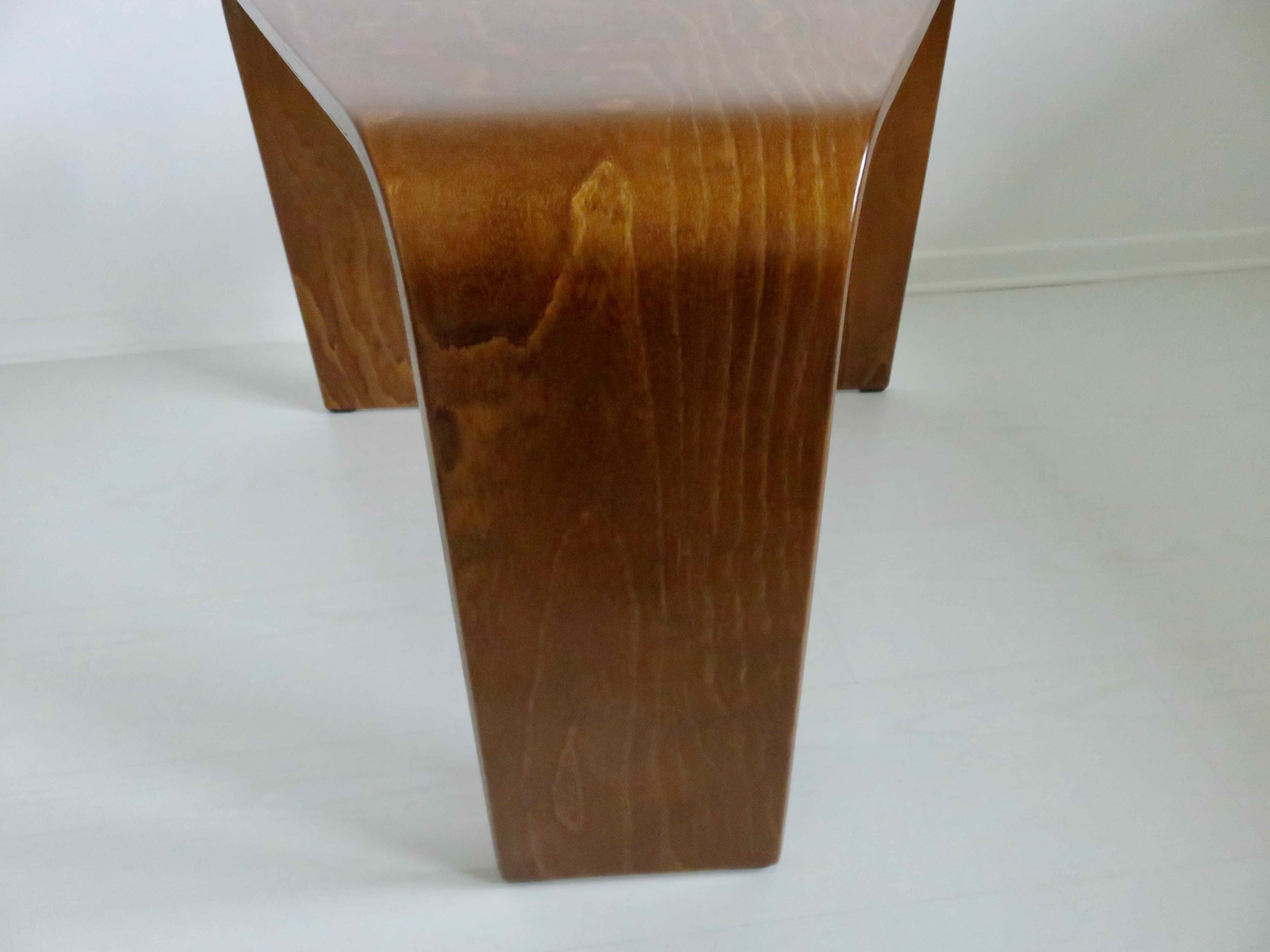 Scandinavian coffee table in curved wood 1970