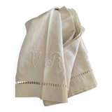 VR monogrammed cotton and linen sheet, 1900s