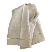 VR monogrammed cotton and linen sheet, 1900s