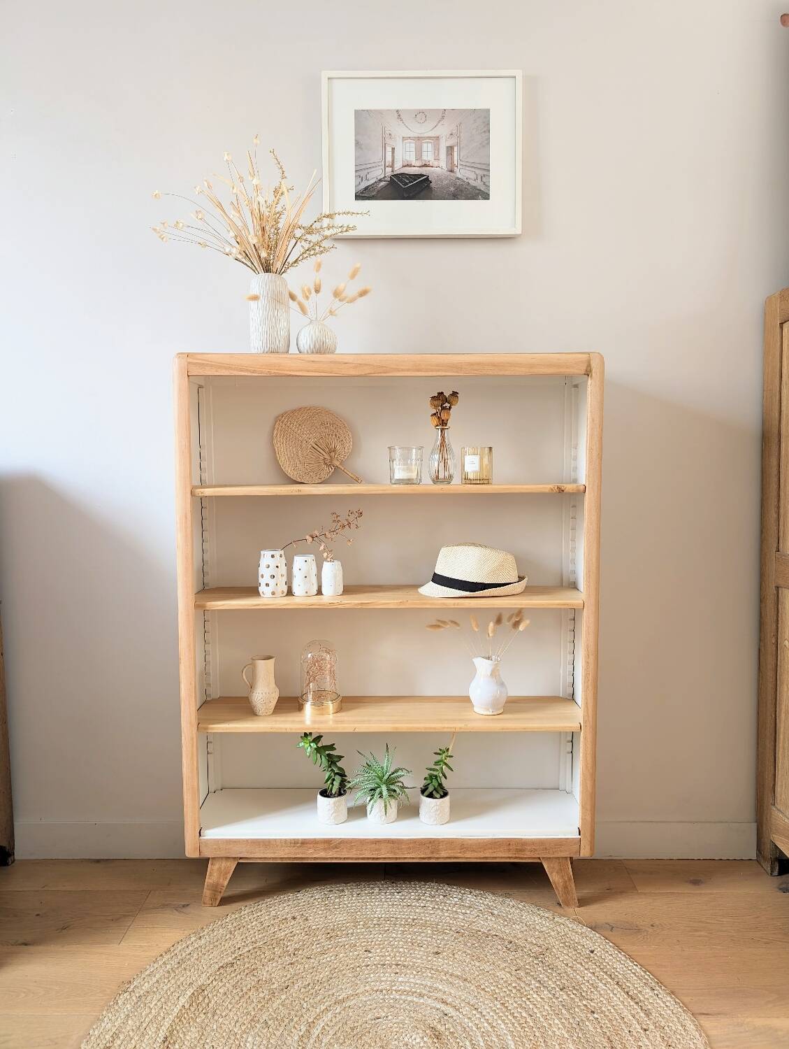 1950s compass foot bookcase shelf