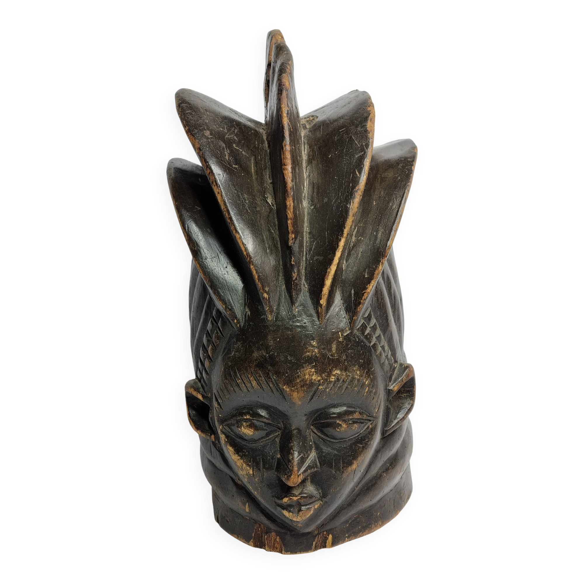 Decorative Carved Wood Guro Helmet Mask – Ivory Coast, 35 cm