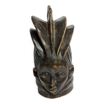 Decorative Carved Wood Guro Helmet Mask – Ivory Coast, 35 cm