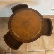 Small furniture side table pedestal table 3 drawers top leather lion's paw in bronze