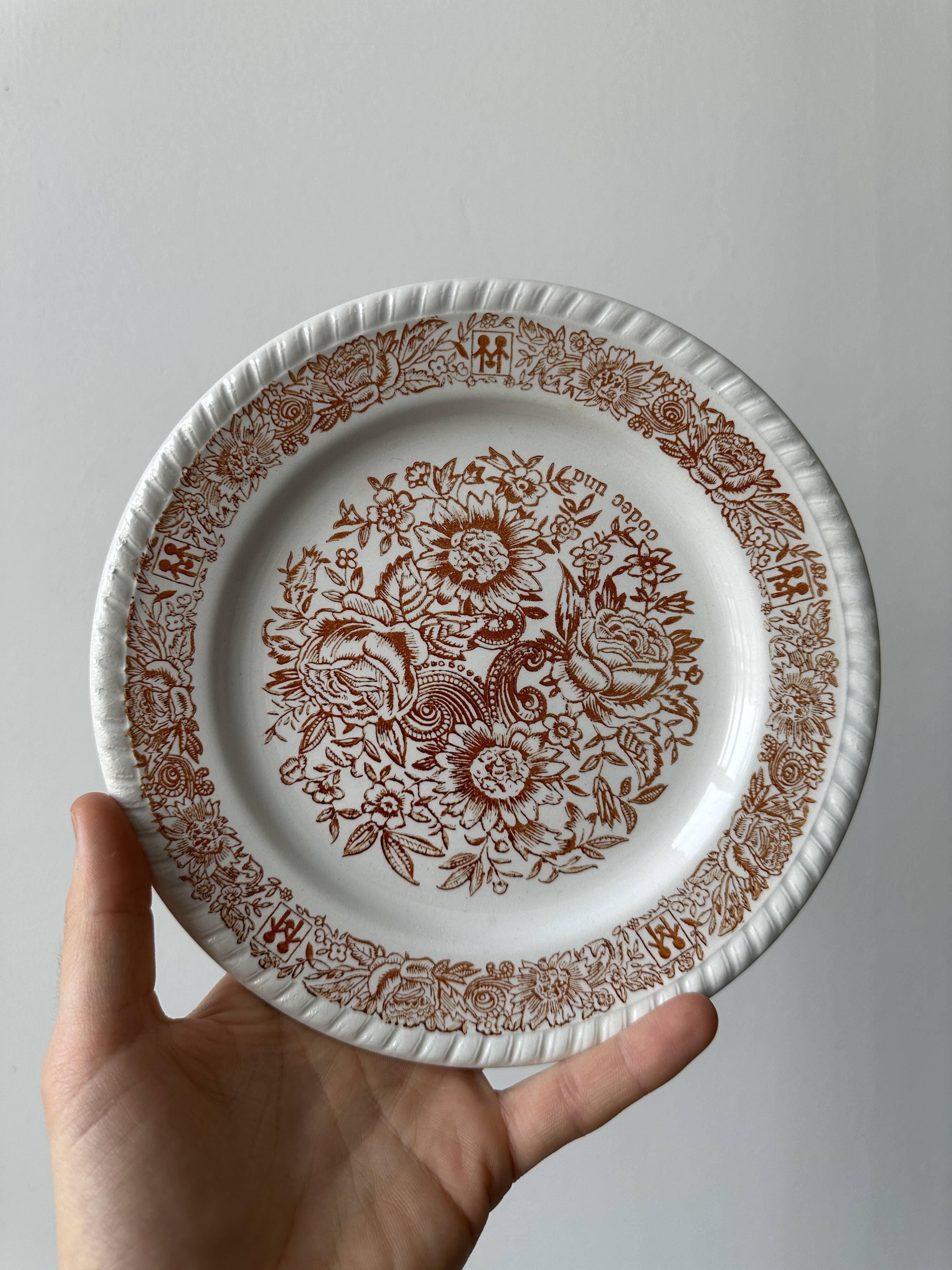 5 orange dessert plates.