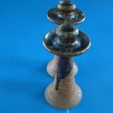 Pair of corsican sandstone candlesticks varnished Truchon Oletta stamped