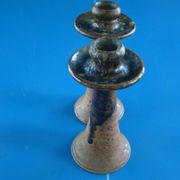 Pair of corsican sandstone candlesticks varnished Truchon Oletta stamped