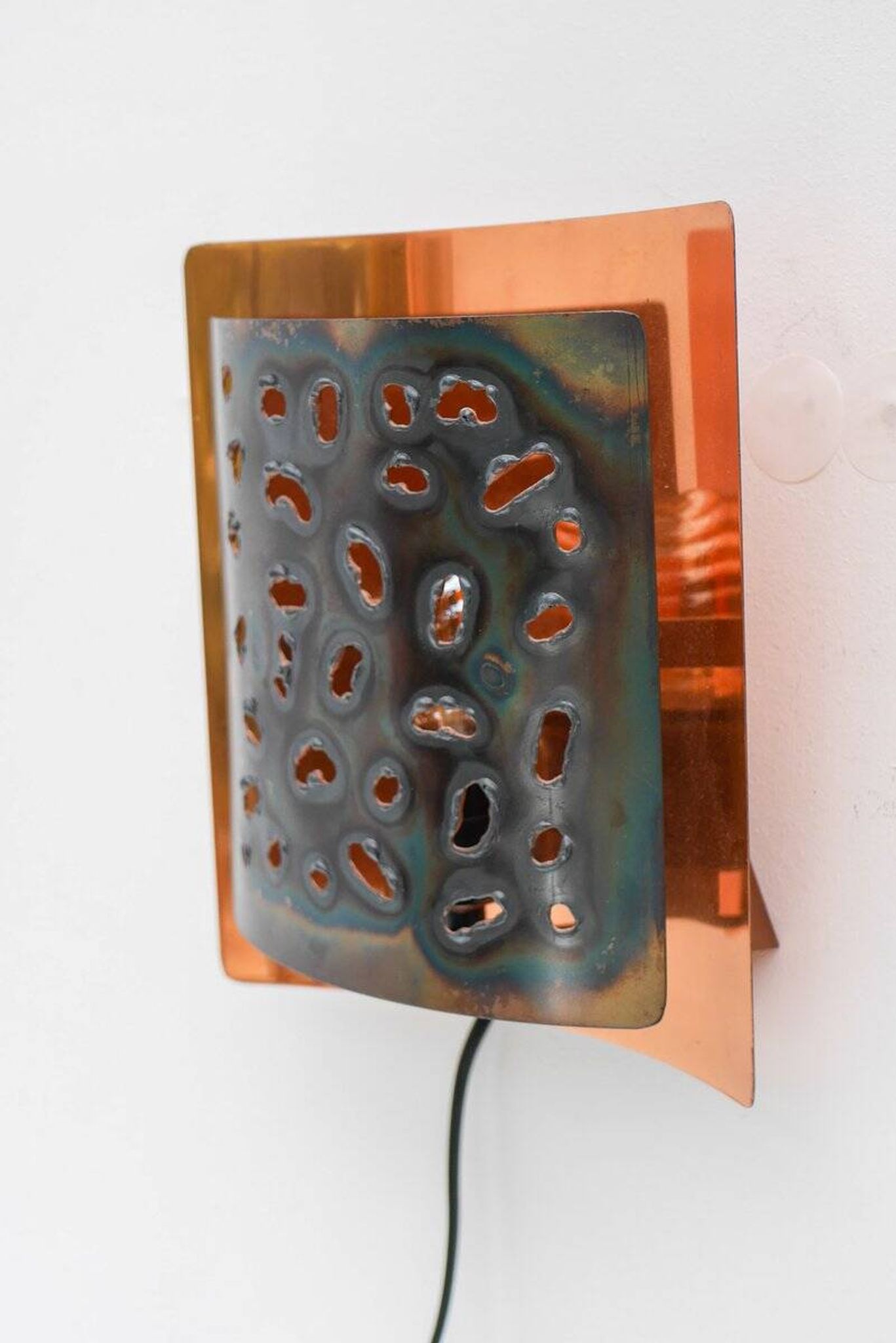 Vintage Brutalist copper wall sconce from Boréns, 1960s