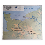 Vintage school map mdi FRANCE Normandy Paris Basin