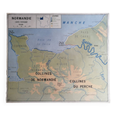 Vintage school map mdi FRANCE Normandy Paris Basin