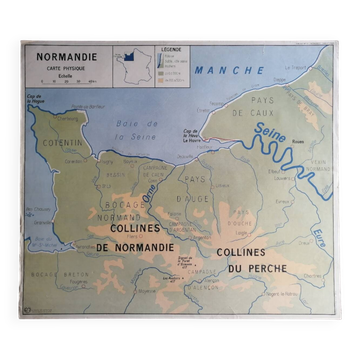 Carte scolaire vintage mdi FRANCE Normandie Bassin Parisien