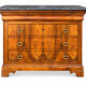 Louis-Philippe style secretary chest of drawers from the 19th century with walnut burl veneer.