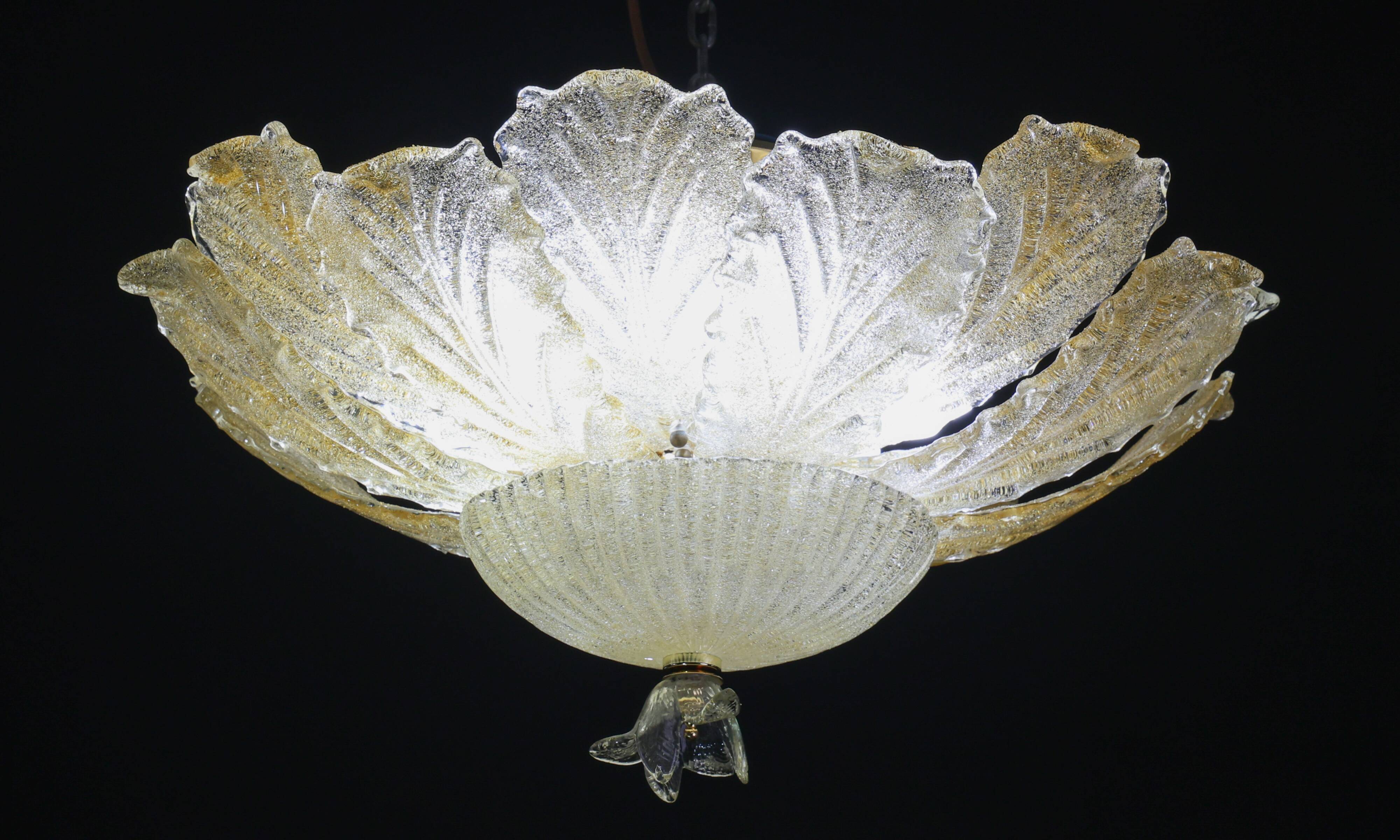 Abu Dhabi, Murano Glass Gold Flush Mount, 1970s