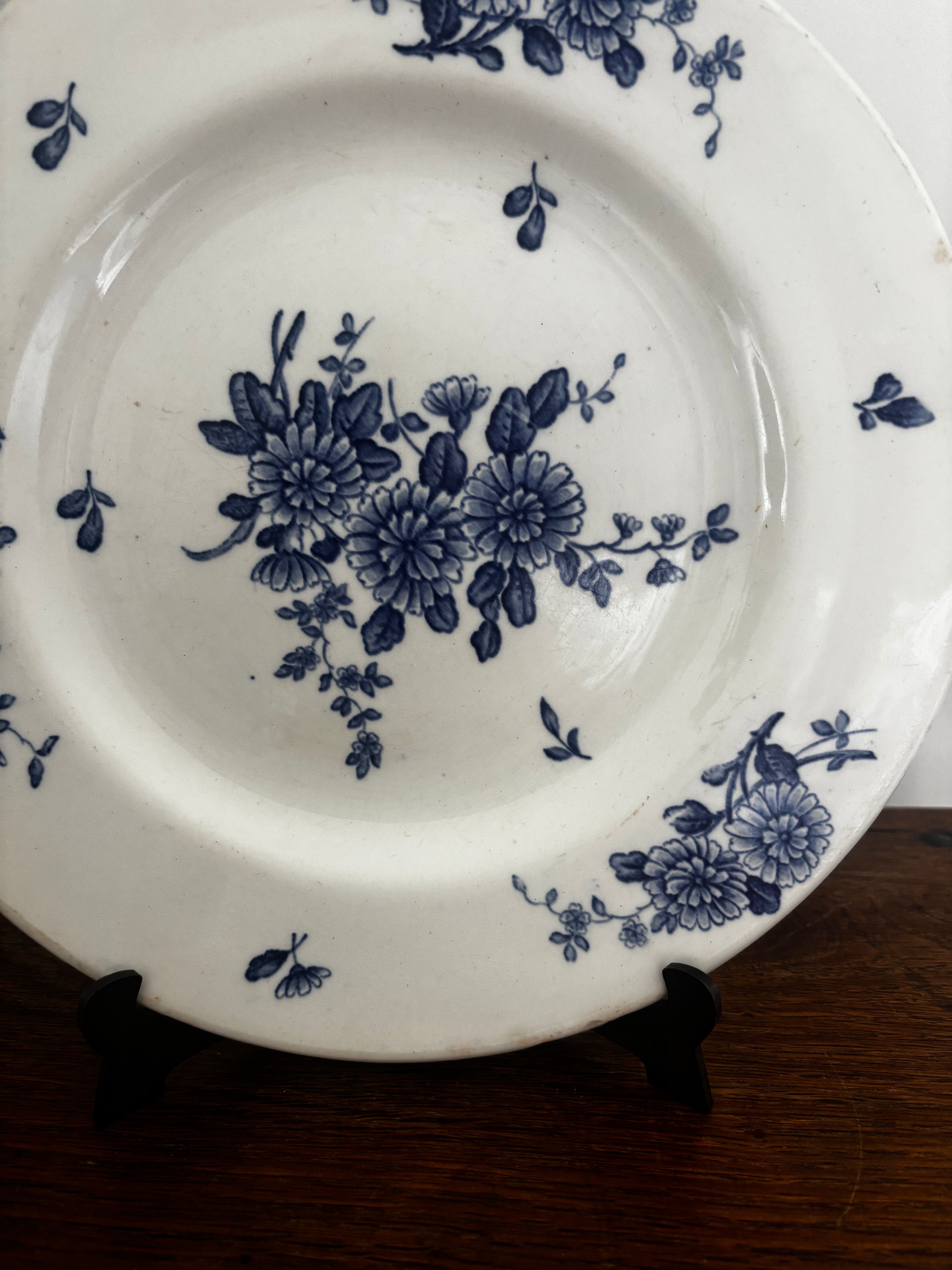 Old flat plate KG Luneville Blue Flowers