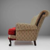 Large Victorian Sofa and Matching Ottoman, United Kingdom, 1890s