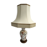 Former Moustiers ceramic lamp - wood base - abat-day vintage beige fabric