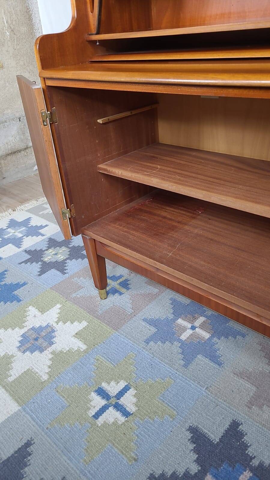 Scandinavian secretary bookcase in solid teak, Denmark, 1960s