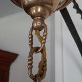Pink opaline brass hanging lamp