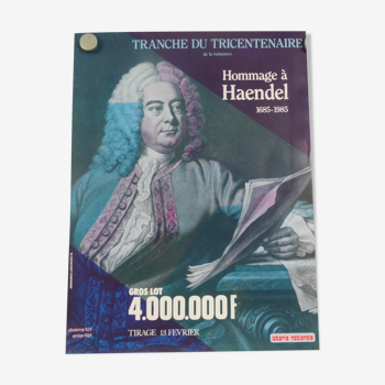 Original national lottery poster tricentennial tribute to Handel 1985
