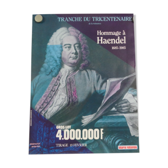 Affiche originale loterie nationale tricentenaire hommage a Haendel 1985