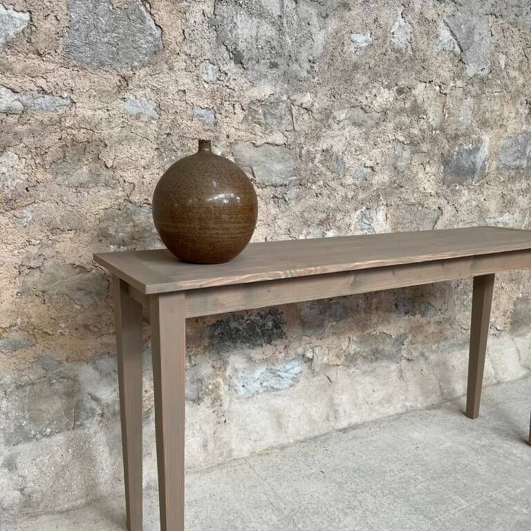Fine console, side tables in Douglas 160 cm Vintage design spindle legs rare wood decoration