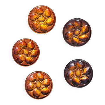 5 earthenware oyster plates from Saint Clement, 1960s